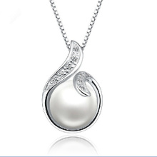 Collar de plata de los colgantes de la perla 925 de la agua dulce de la joyería de la manera Wholesales